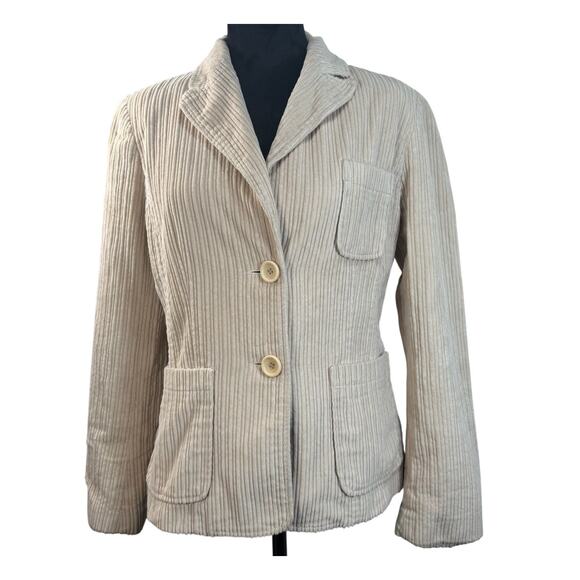 TRIBAL Cream Corduroy Jacket Women’s 6 • Lined 2‑Button - Picture 1 of 8